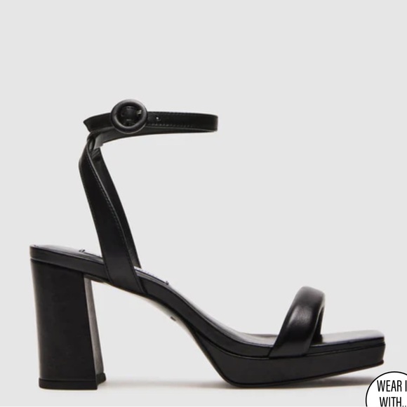BRAND NEW Steve Madden Bowa Black Leather Heels - Picture 1 of 7